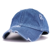 Blue Denim Distressed Cap